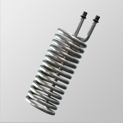 Coil with pipe fittings